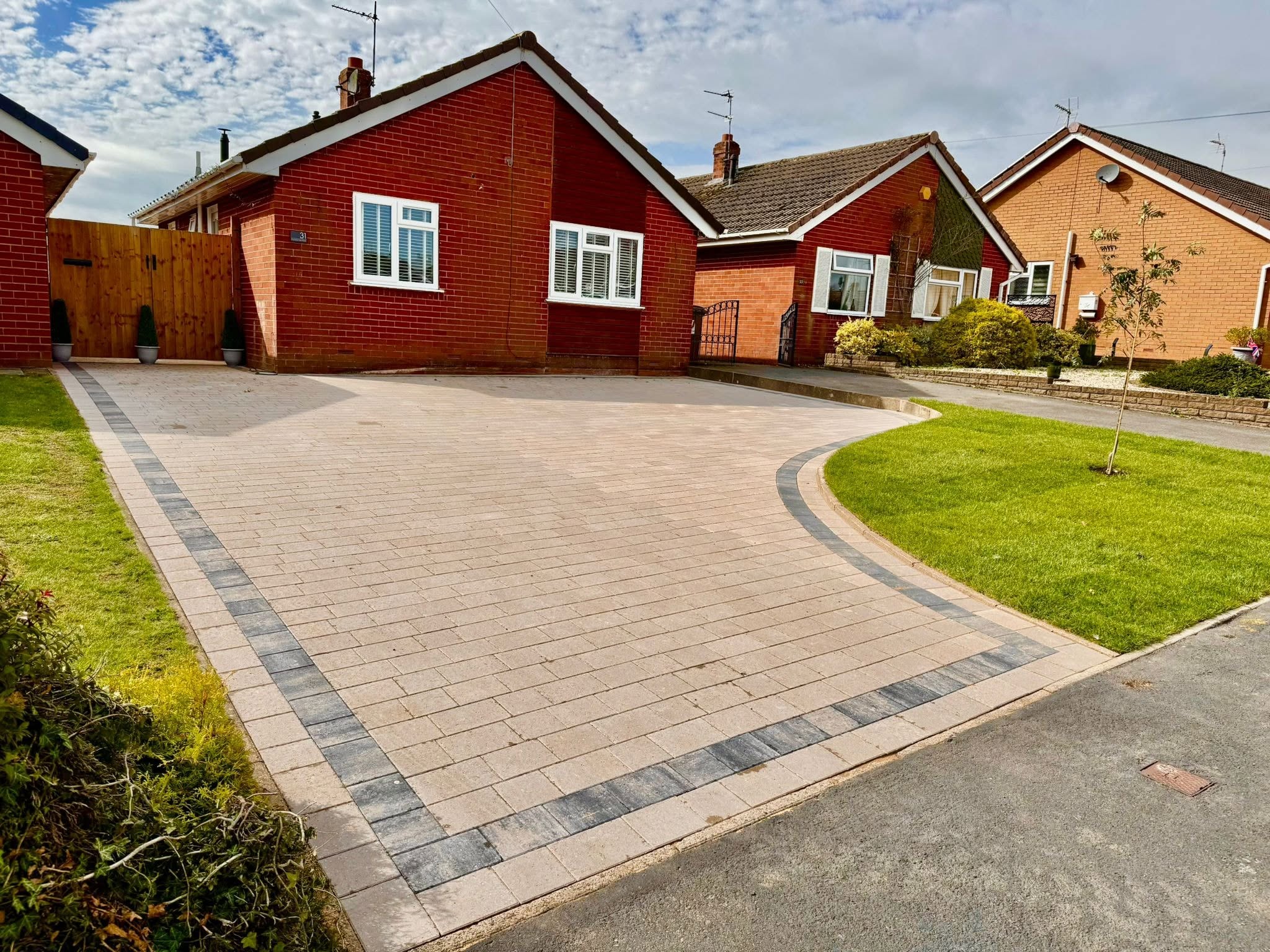 Block-paved driveway after
