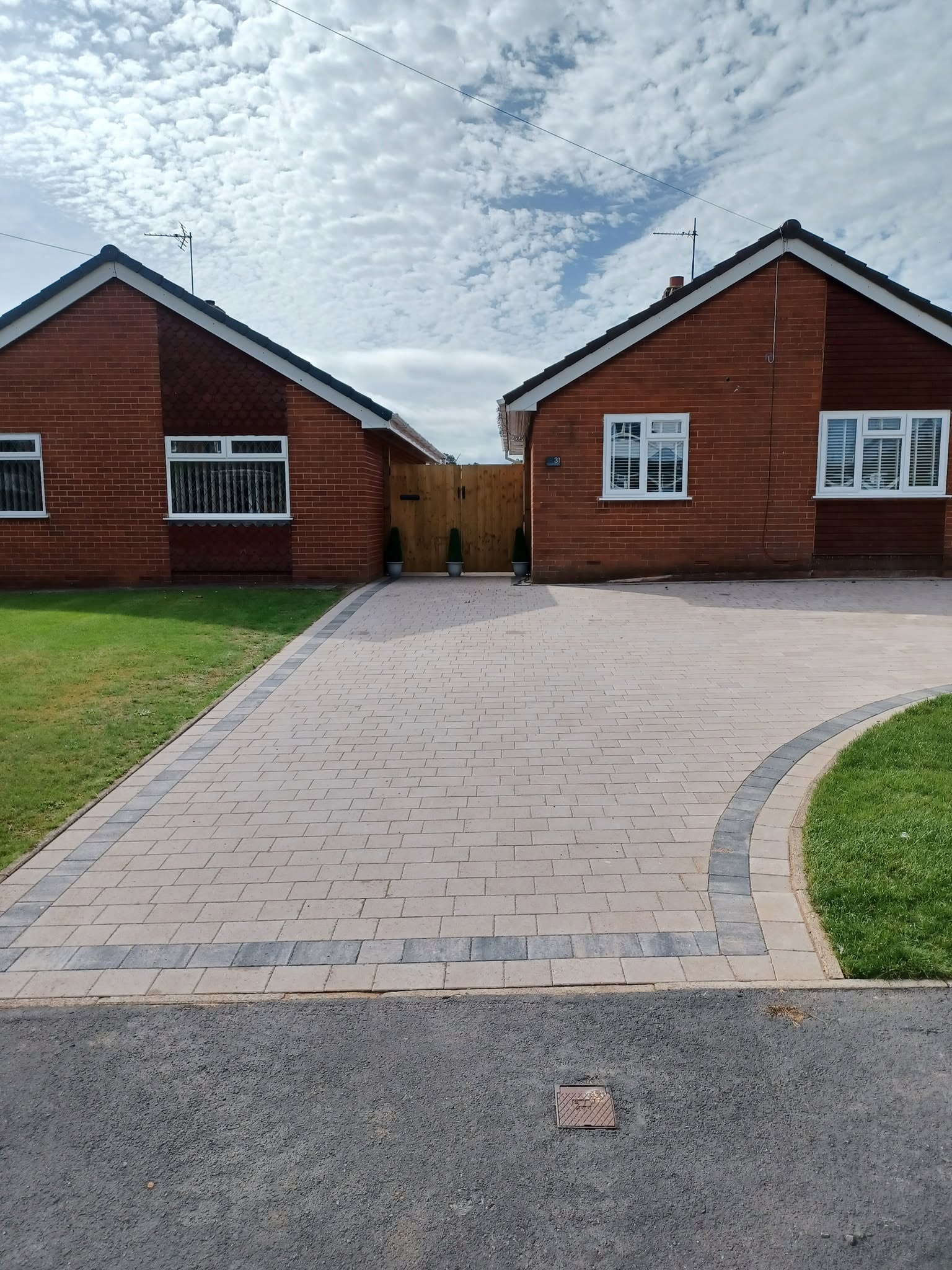 New block-paved driveway after, Walton