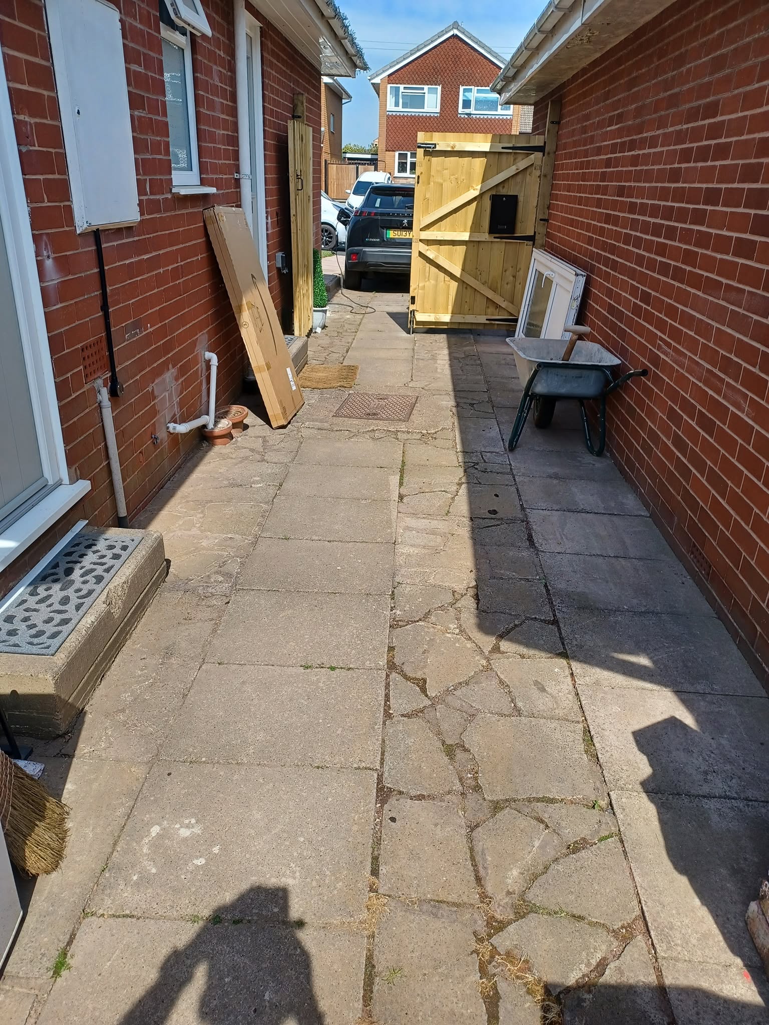 Old concrete side path before block paving, Walton