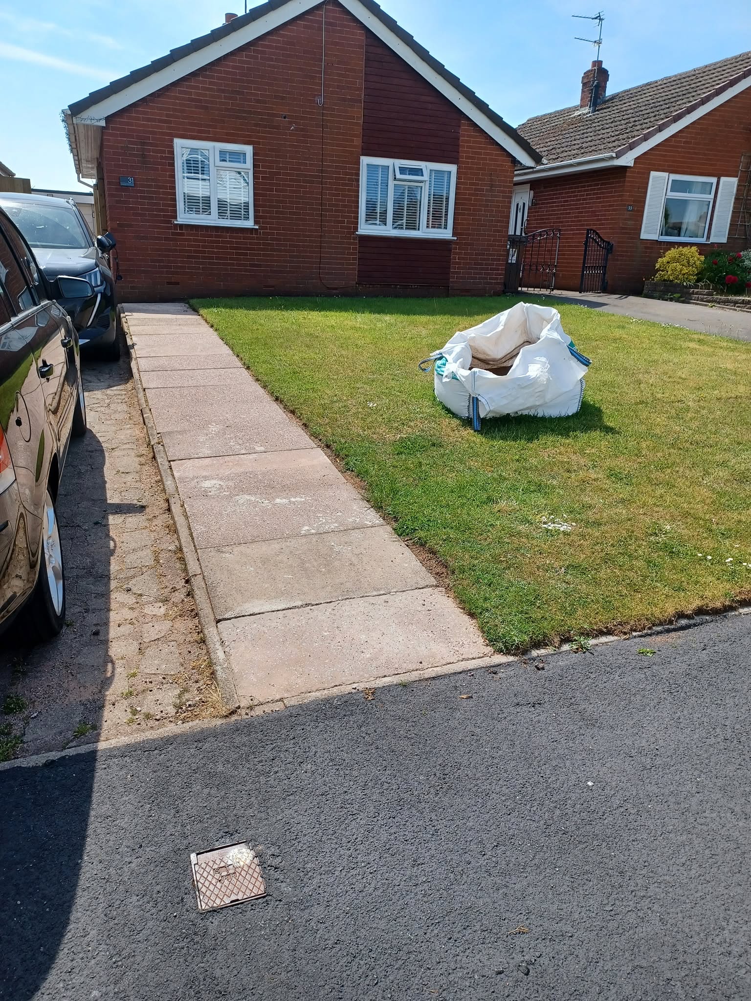 Front lawn before driveway conversion, Walton