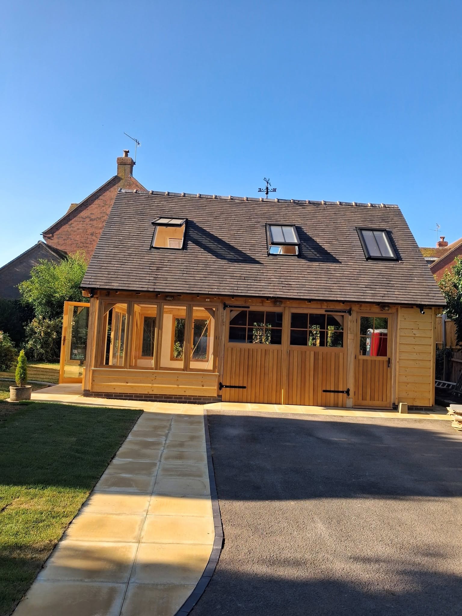 Finished oak garage and games room