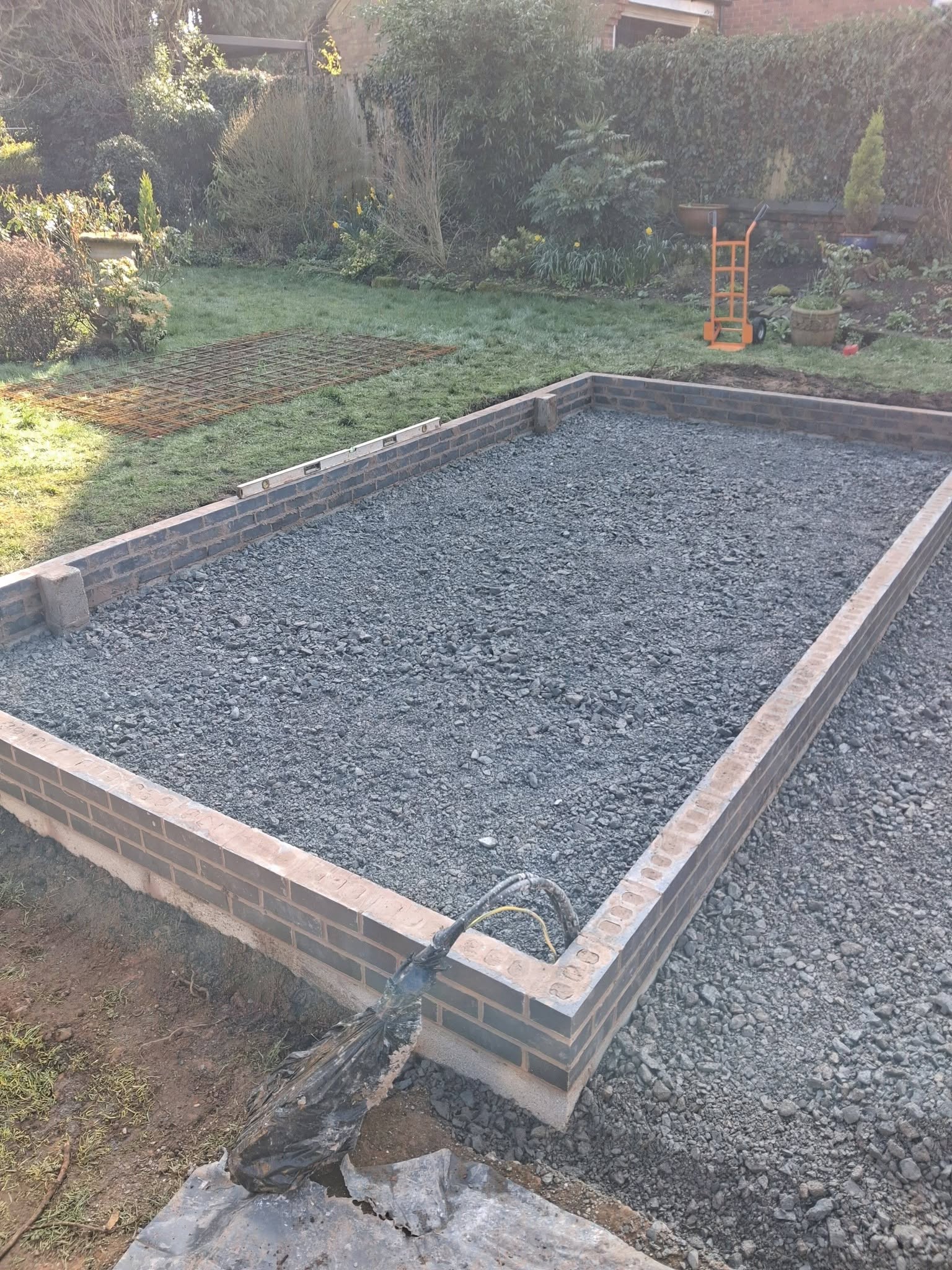 Oak garage and games room foundations