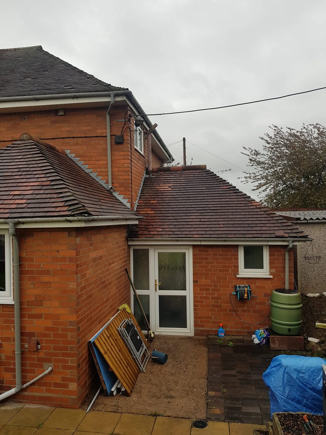 Old brick back porch and outbuilding before the extension, Eccleshall