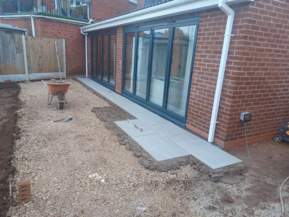 Porcelain patio being laid, Stonnall
